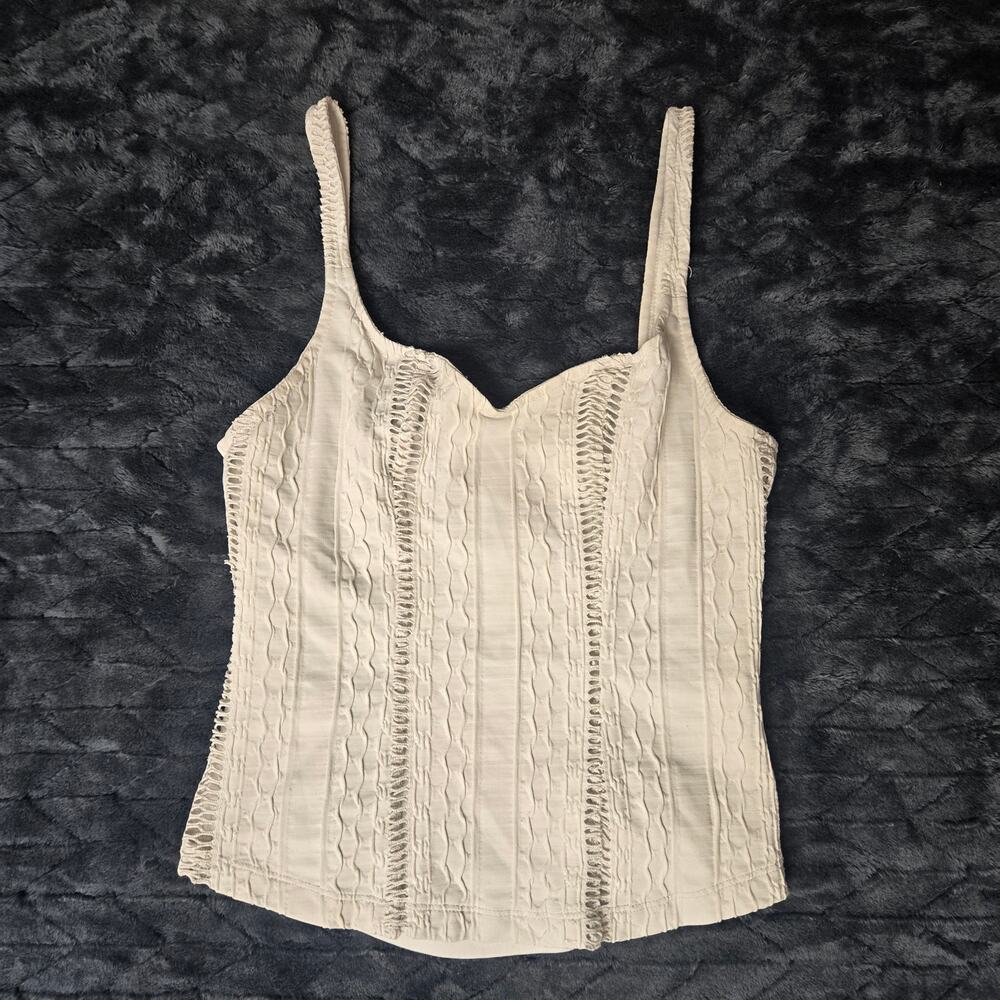 Y2K Jospeh Ribkoff Corset White/Cream Camisole Lace Tank Top - Size 8 (M)